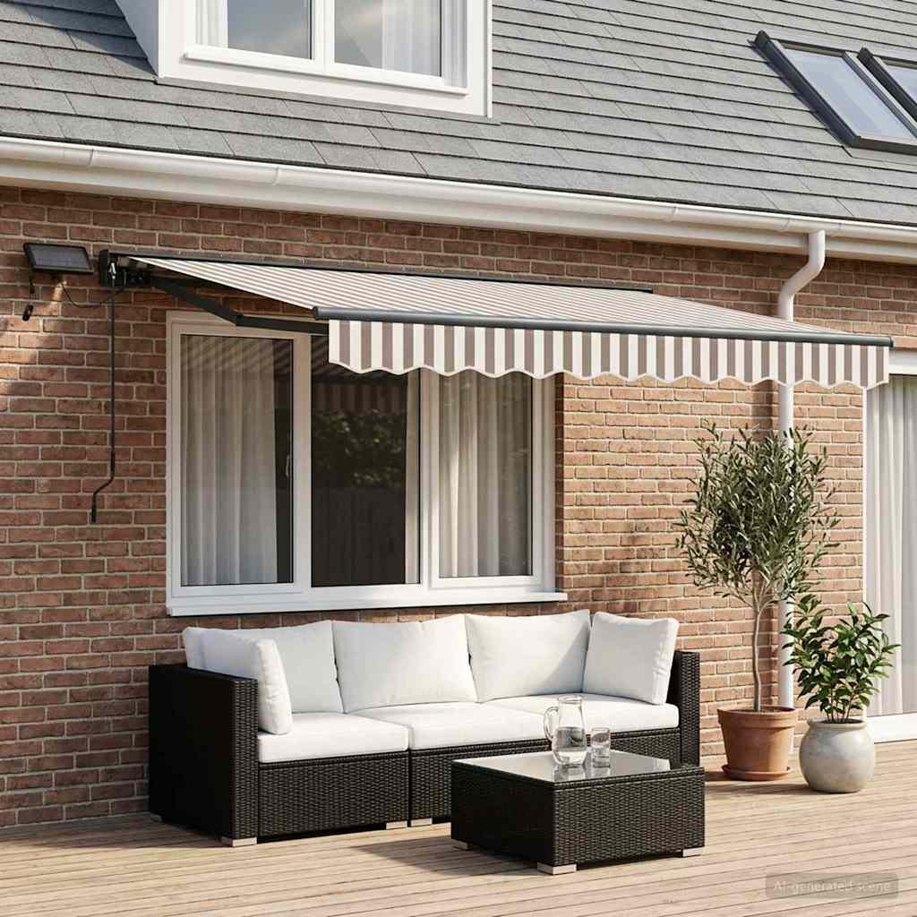 Armazón de toldo manual con LEDs Gris claro y blanco. 3 x 2,5 m