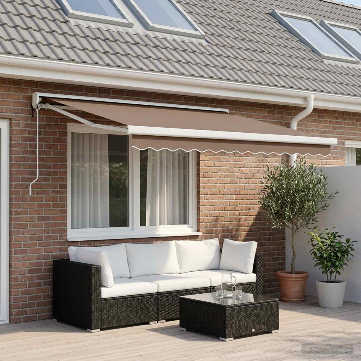 Toldo retráctil Verde y blanco 300 x 250 x 165 cm Tela y Metal