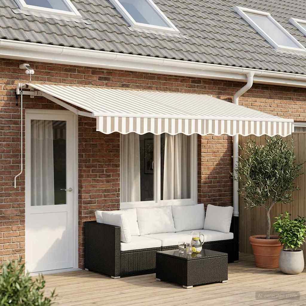 Toldo retráctil Gris claro y blanco. 400 x 350 cm Poliéster