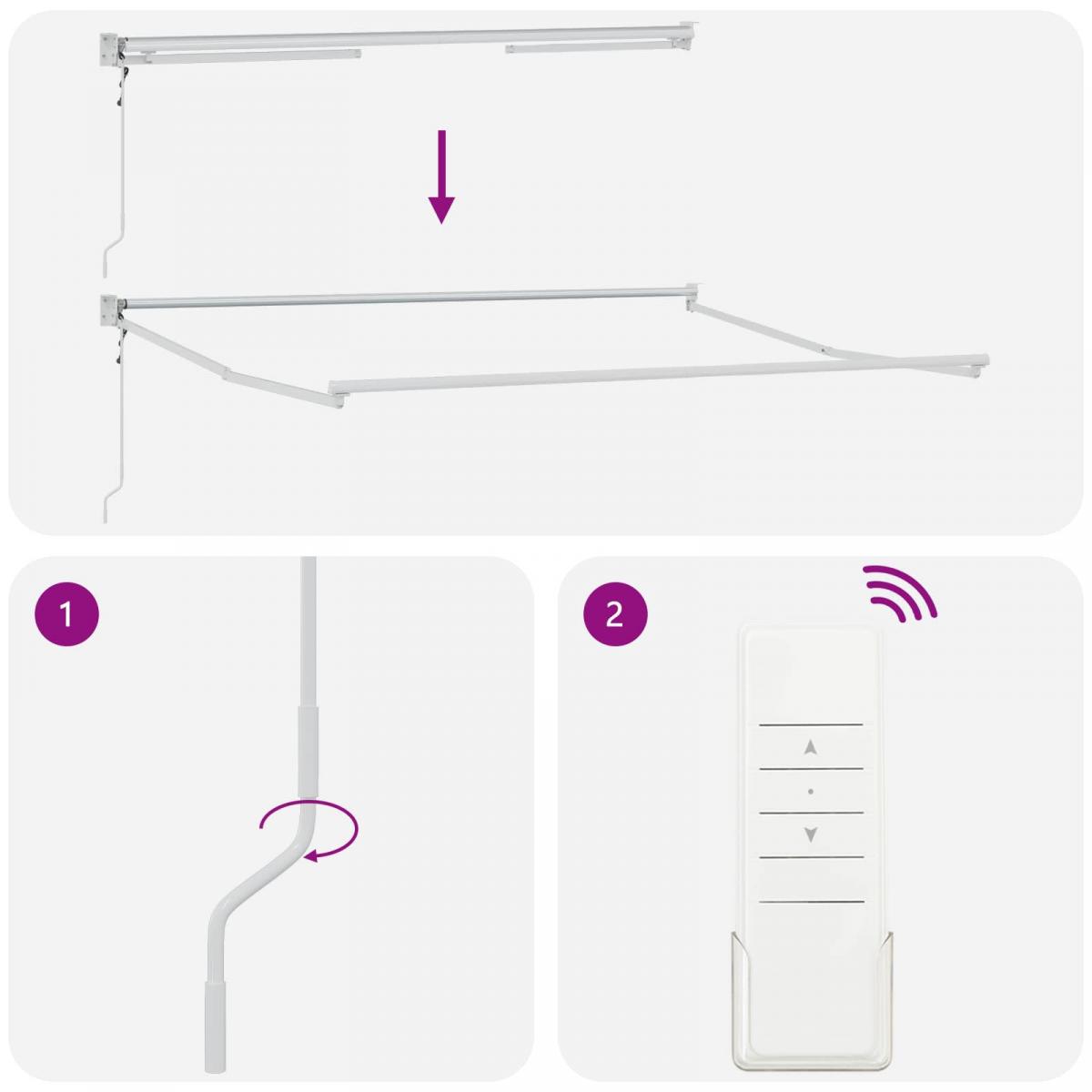 Toldo retráctil Gris Claro 300 x 250 x 165 cm Poliéster y metal