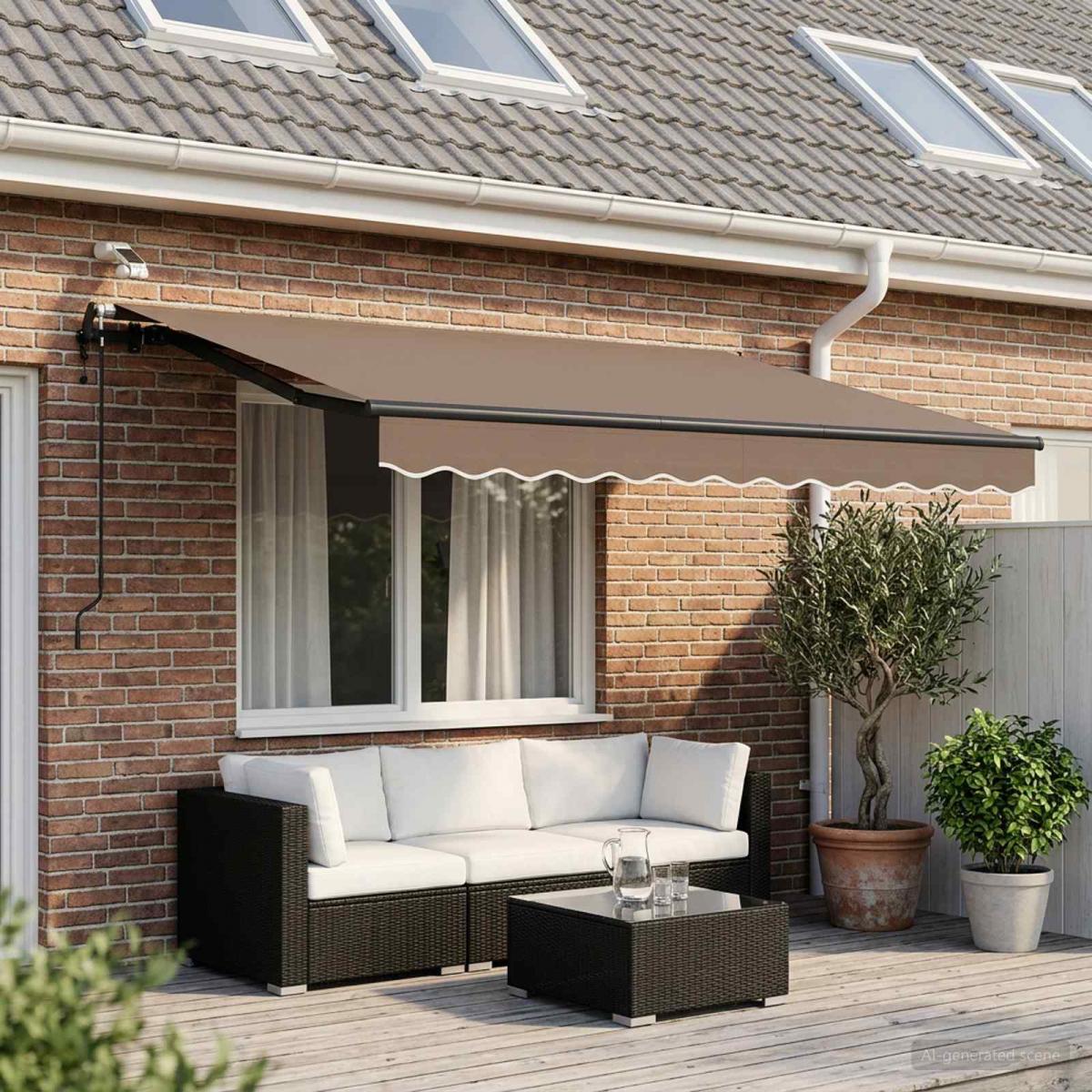 Toldo retráctil Gris claro y blanco. 400 x 350 cm Poliéster