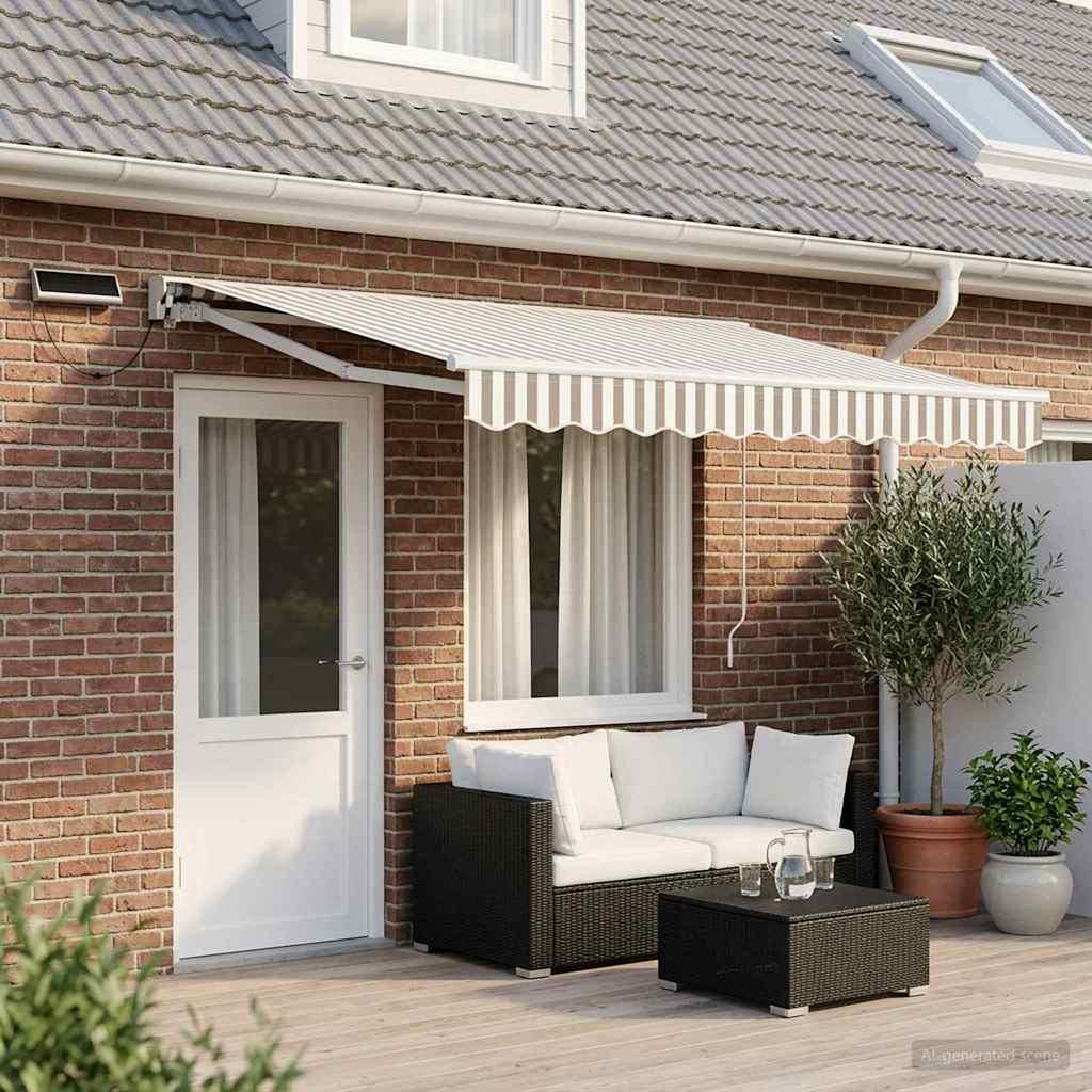 Toldo Retráctil Eléctrico Naranja, Negro y Blanco 4 x 3,5 m