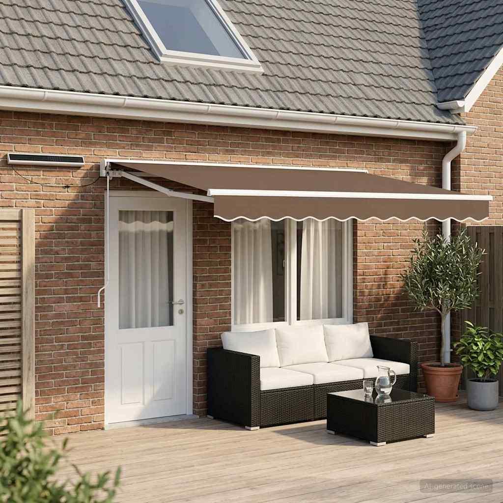 Toldo Retráctil Eléctrico Naranja, Negro y Blanco 4 x 3,5 m