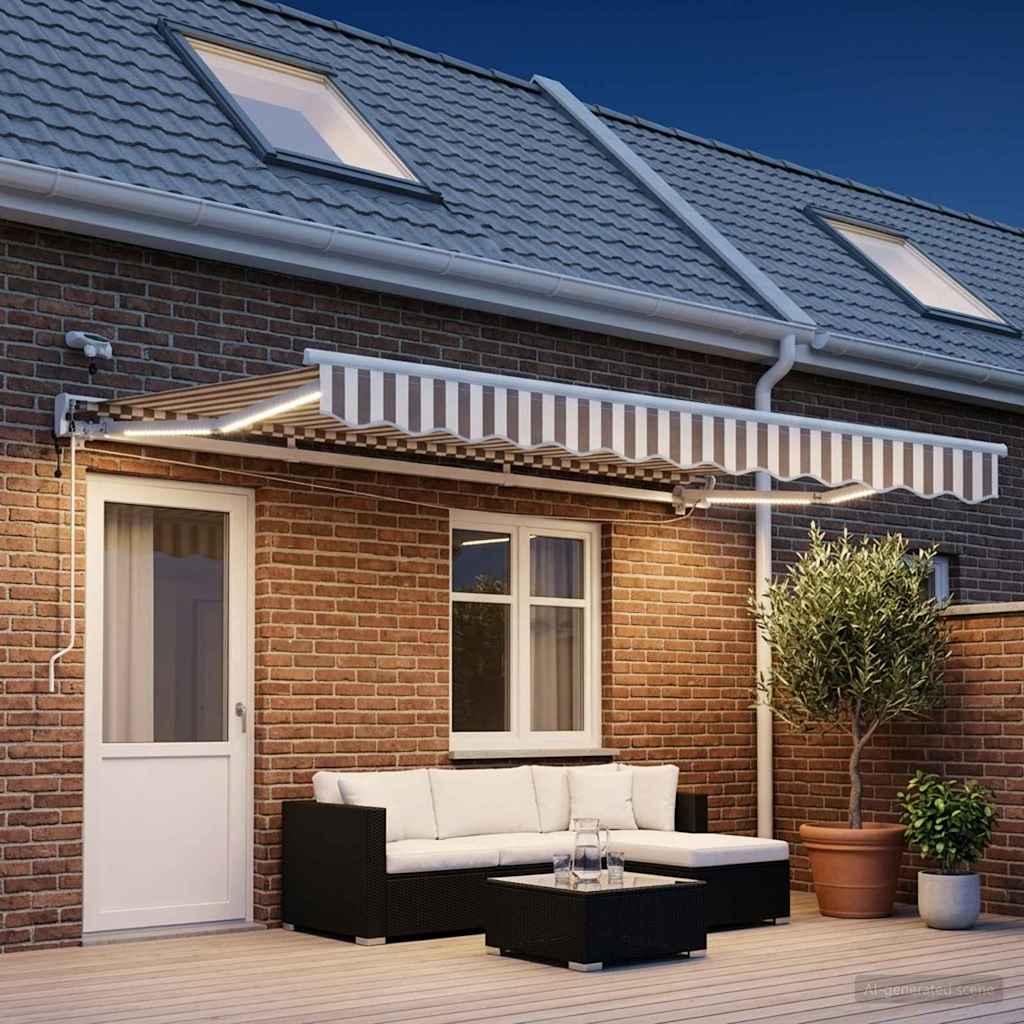 Toldo Retráctil Eléctrico Verde, Blanco, Antracita 5 x 3,5 m