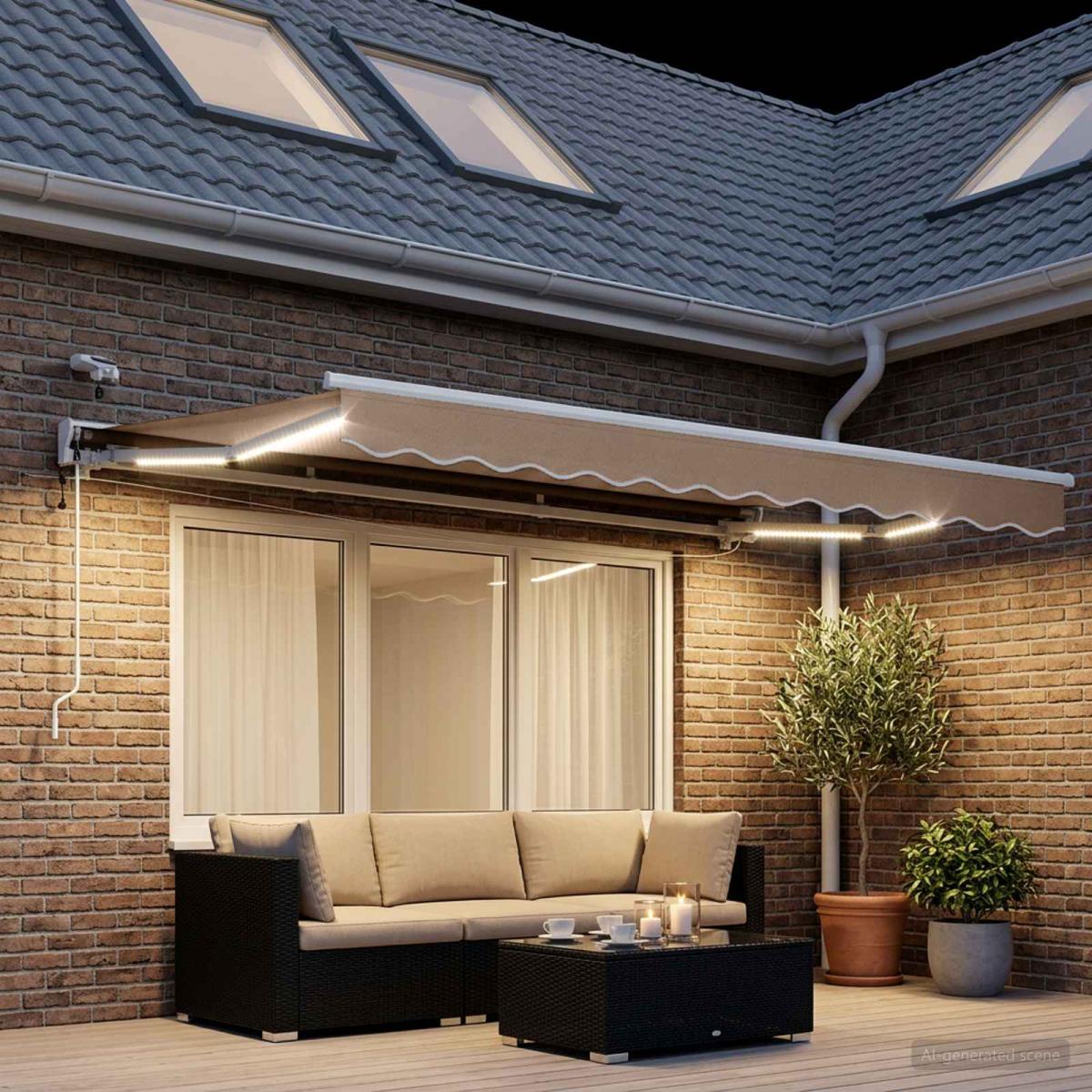 Toldo Retráctil Eléctrico Verde, Blanco, Antracita 5 x 3,5 m