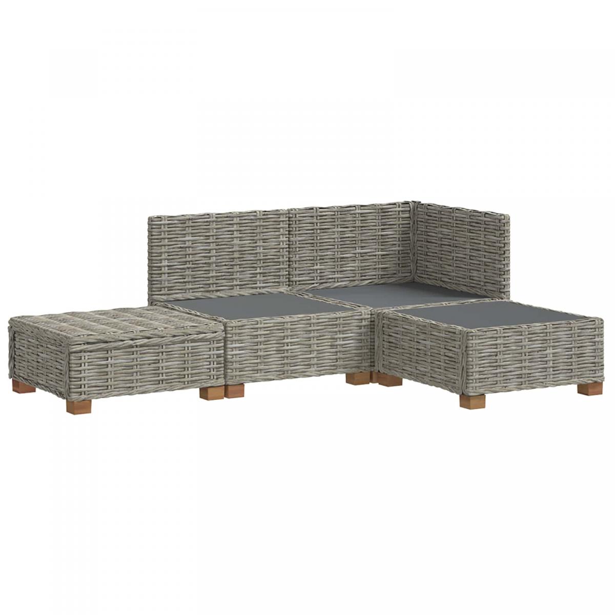 4 uds. Conjunto de Lounge de Ratán con Cojines GENDT Gris Kubu