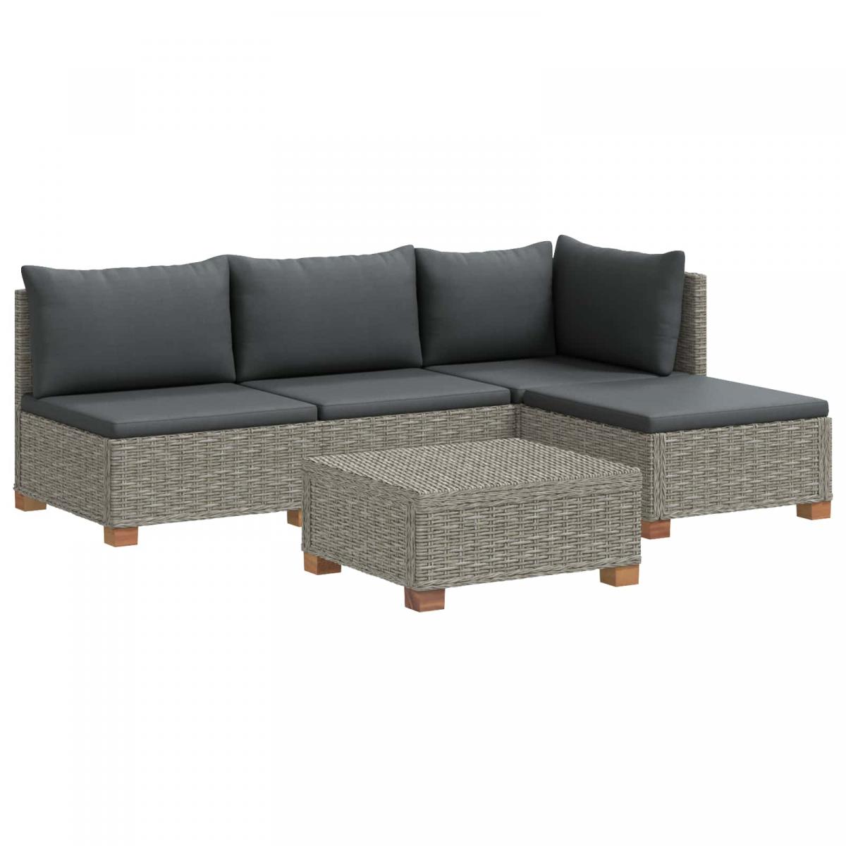 5 uds. Conjunto de Lounge de Ratán con Cojines GENDT Gris Kubu