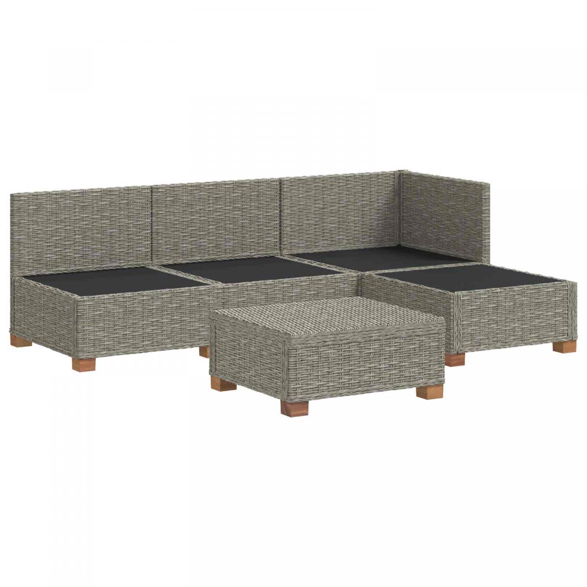 5 uds. Conjunto de Lounge de Ratán con Cojines GENDT Gris Kubu
