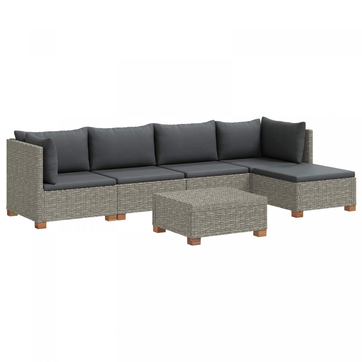 6 uds. Conjunto de Lounge de Ratán con Cojines GENDT Gris Kubu