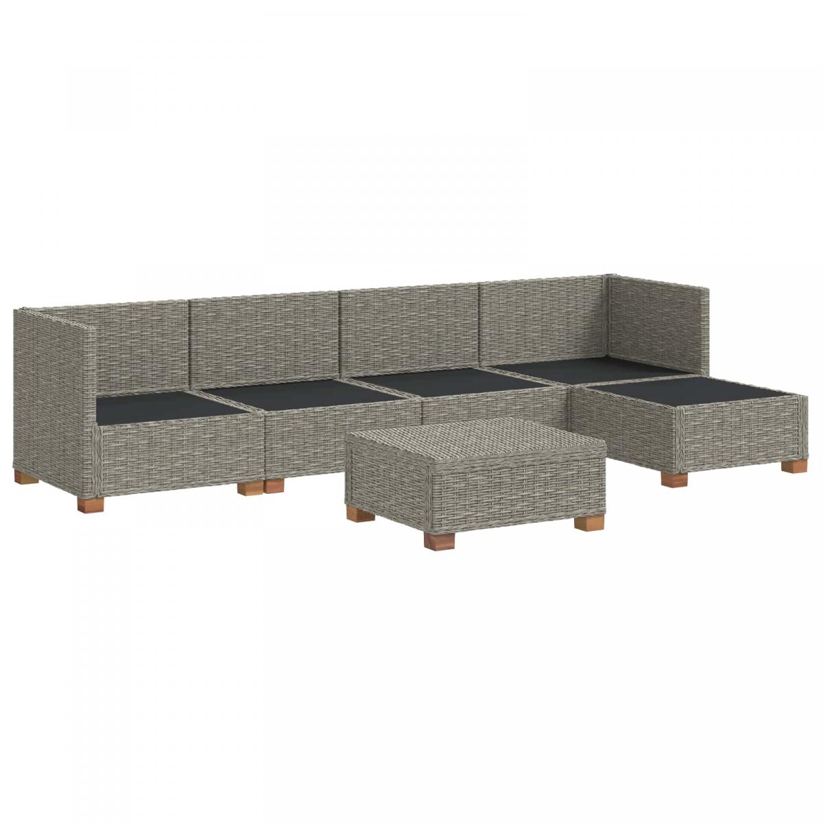 6 uds. Conjunto de Lounge de Ratán con Cojines GENDT Gris Kubu