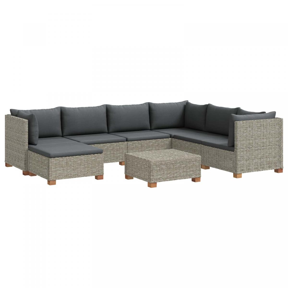 8 uds. Conjunto de Lounge de Ratán con Cojines GENDT Gris Kubu
