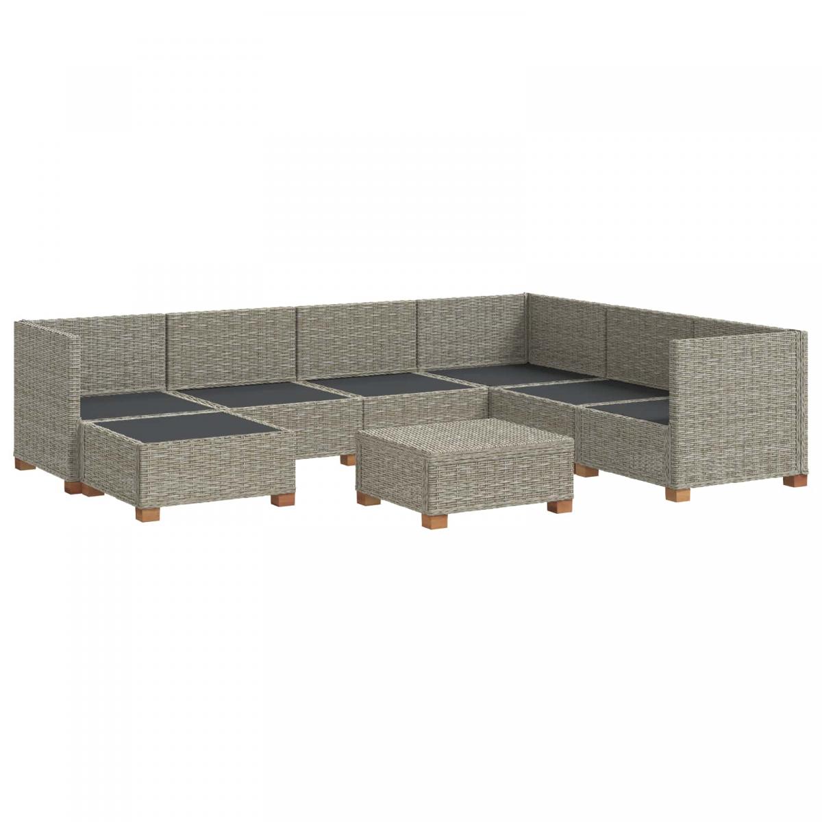 8 uds. Conjunto de Lounge de Ratán con Cojines GENDT Gris Kubu
