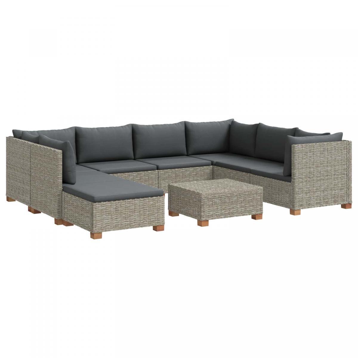 9 uds. Conjunto de Lounge de Ratán con Cojines GENDT Gris Kubu