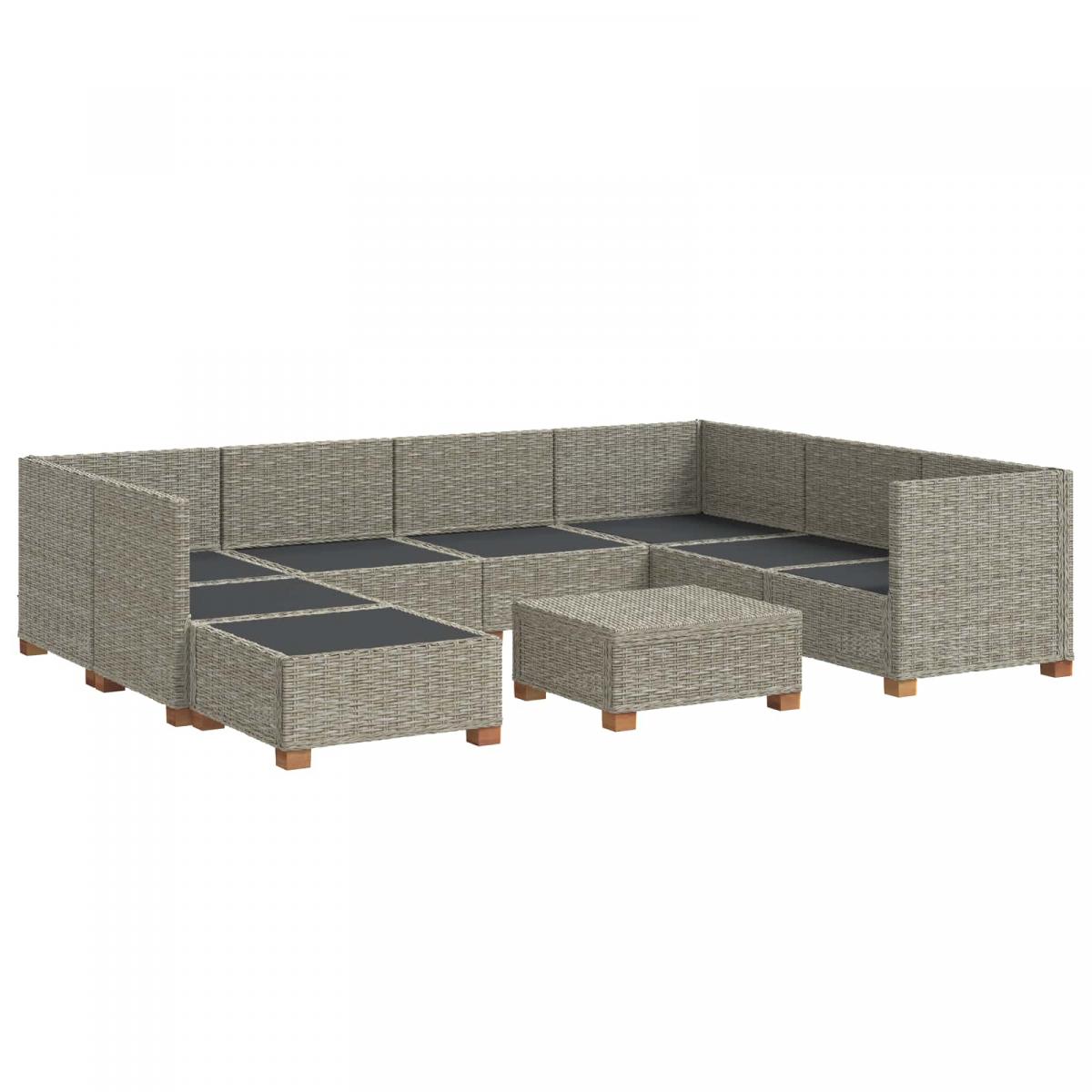 9 uds. Conjunto de Lounge de Ratán con Cojines GENDT Gris Kubu