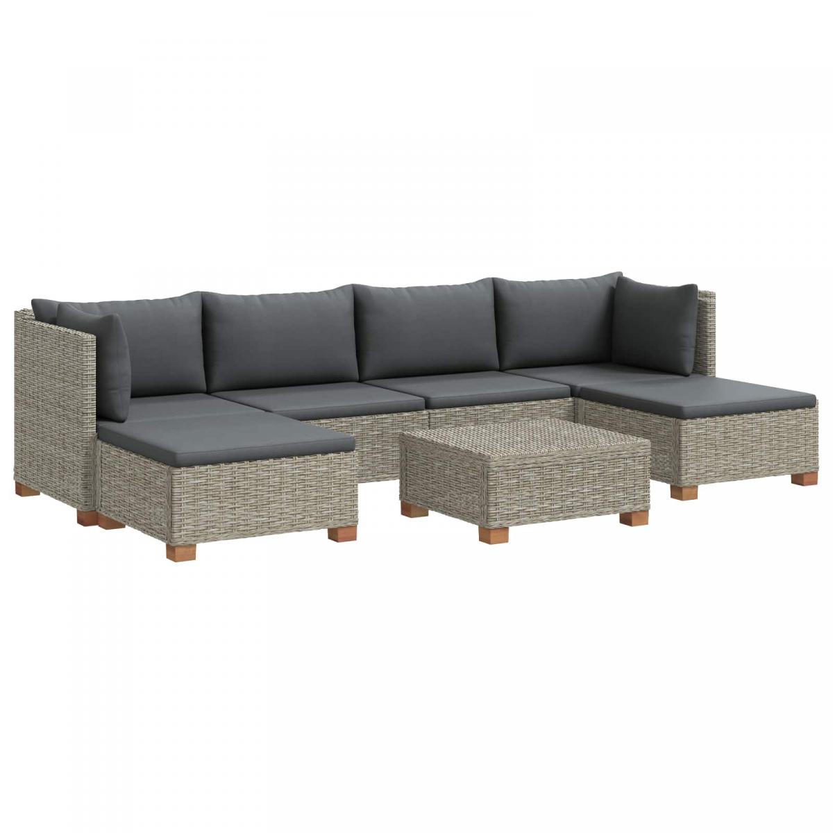 7 uds. Conjunto de Lounge de Ratán con Cojines GENDT Gris Kubu