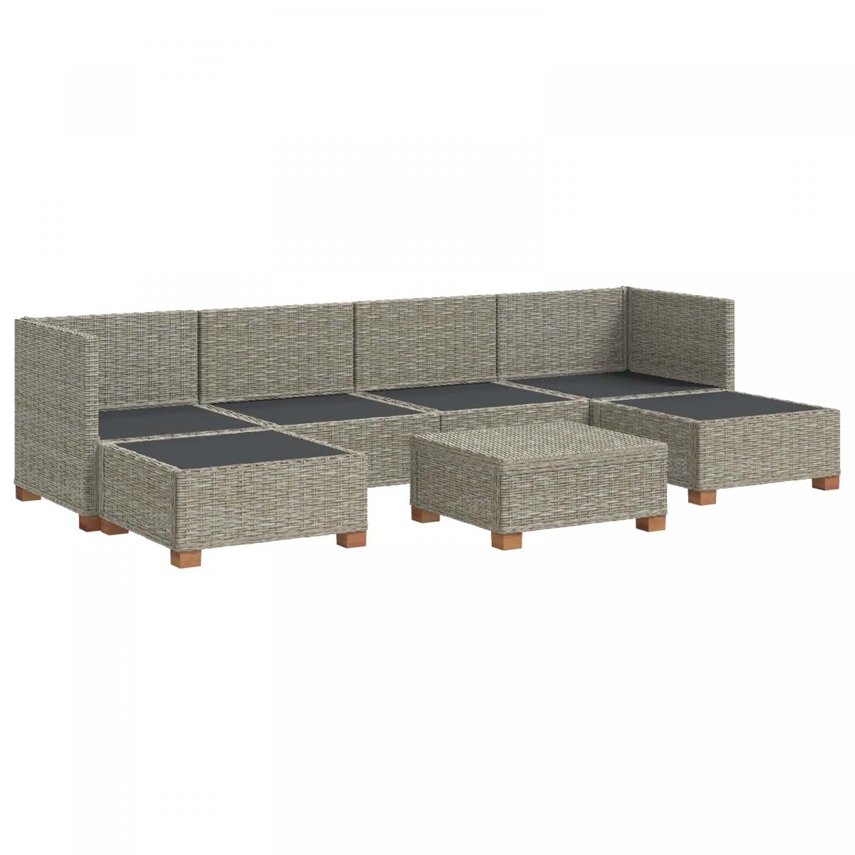 7 uds. Conjunto de Lounge de Ratán con Cojines GENDT Gris Kubu