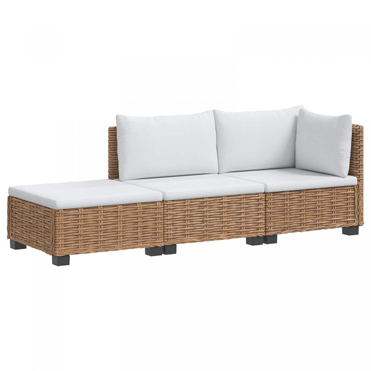 3 uds. Conjunto de Lounge de Ratan con Cojines GENDT Natural