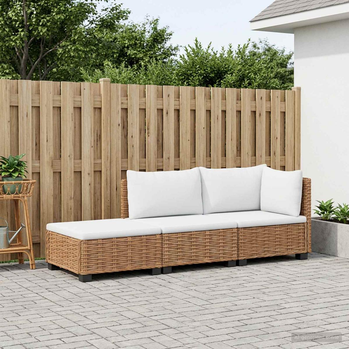 3 uds. Conjunto de Lounge de Ratan con Cojines GENDT Natural