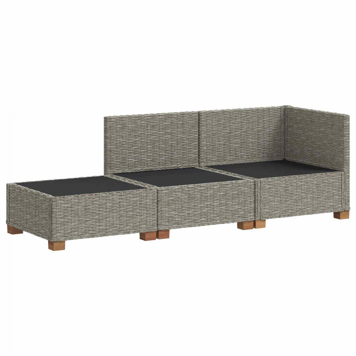 3 uds. Conjunto de Lounge de Ratan con Cojines GENDT Gris Kubu
