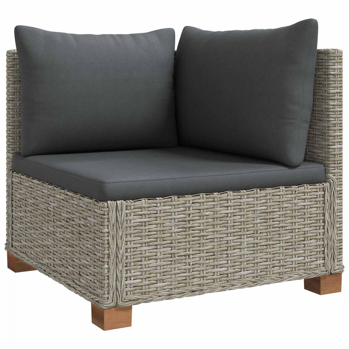 3 uds. Conjunto de Lounge de Ratan con Cojines GENDT Gris Kubu