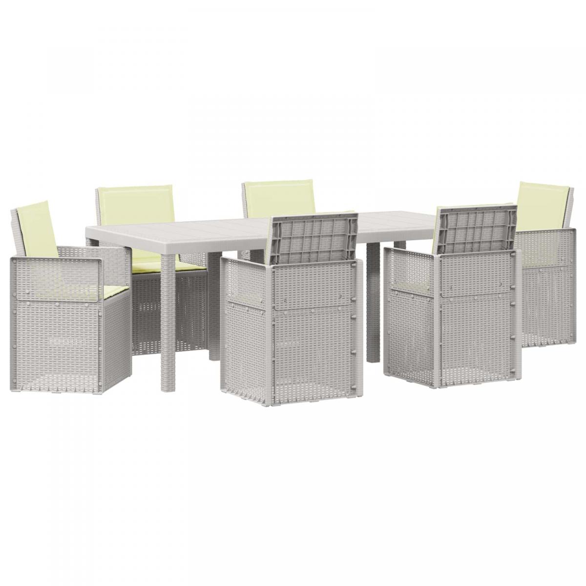 Conjunto de Comedor de Jardín 7 uds. Gris Claro y Antracita PP