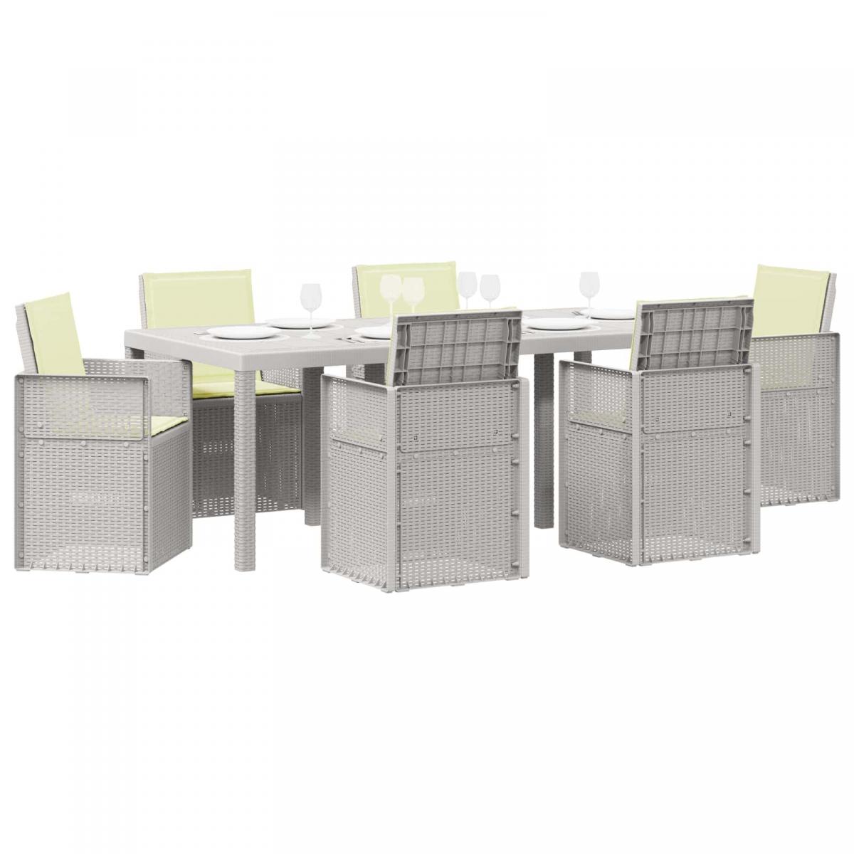 Conjunto de Comedor de Jardín 7 uds. Gris Claro y Antracita PP