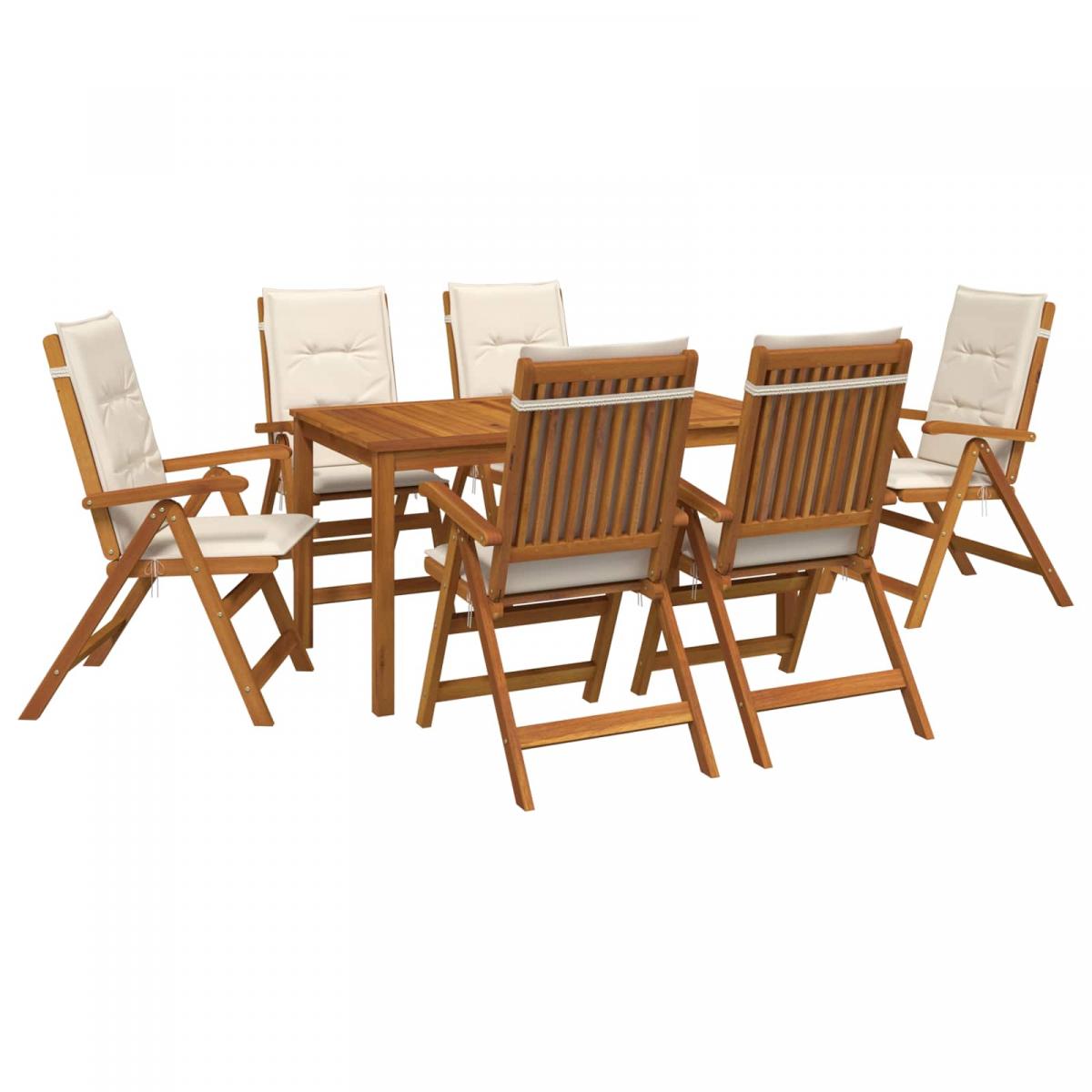 Conjunto de comedor de jardín de 7 piezas 6 plaza Crema