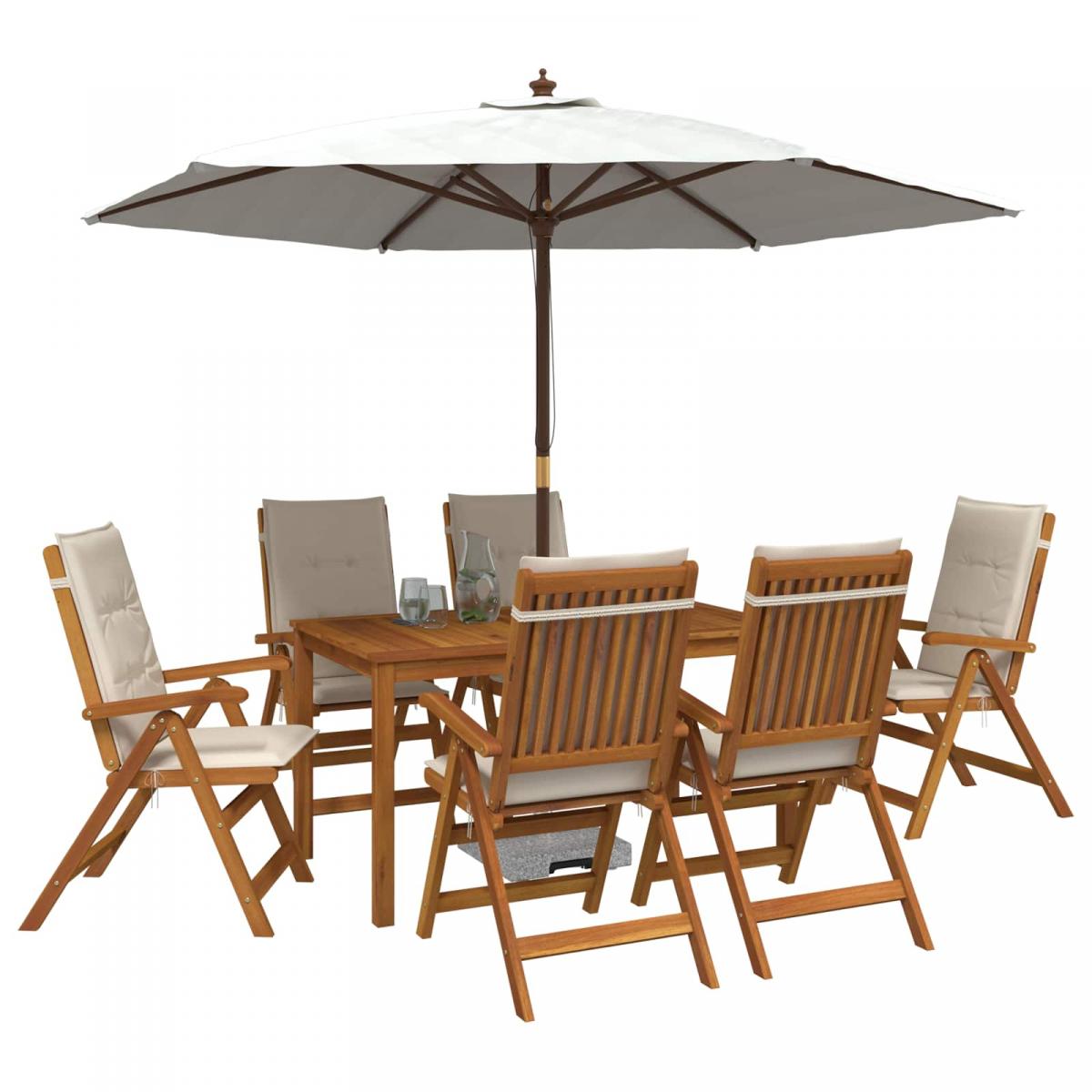 Conjunto de comedor de jardín de 7 piezas 6 plaza Crema