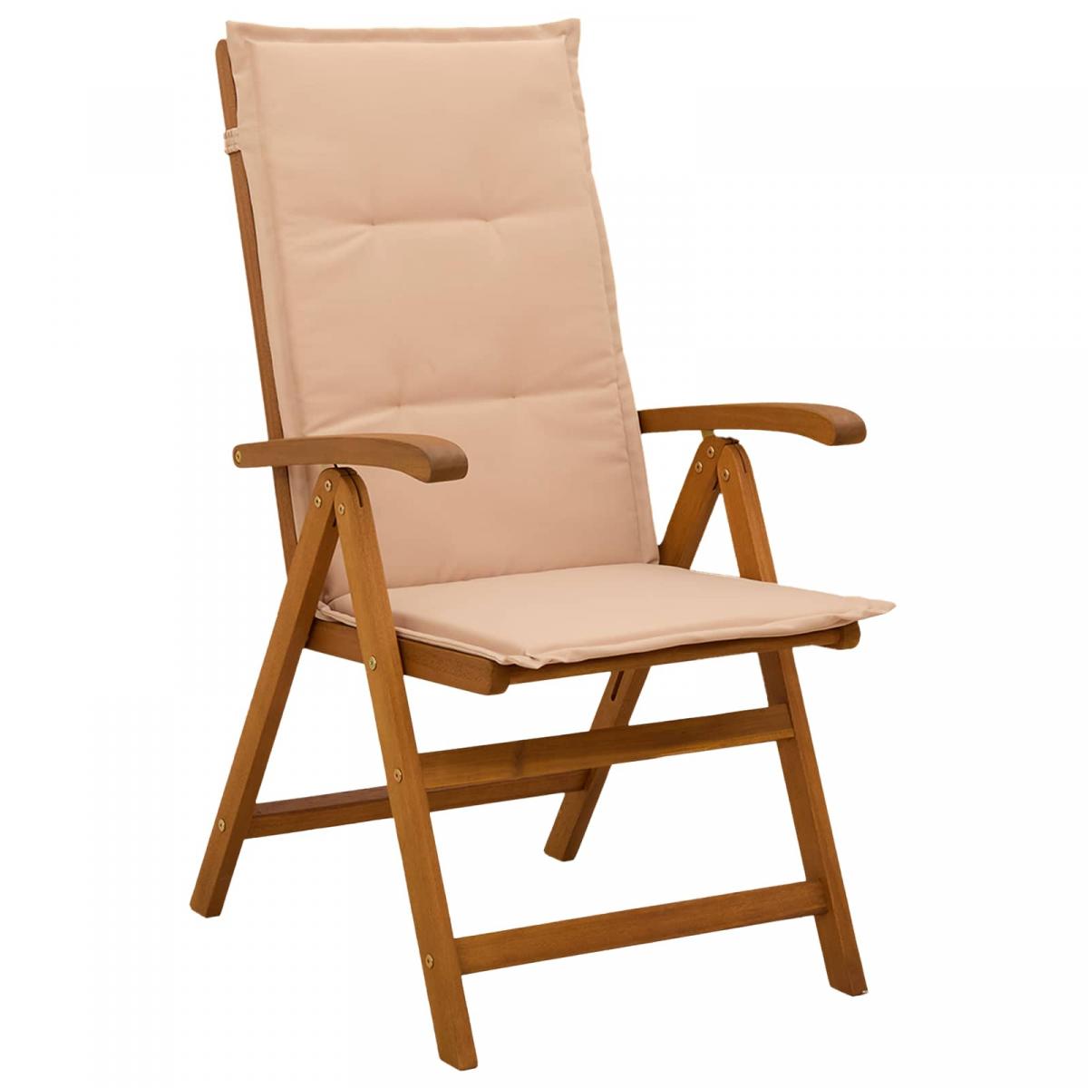 7-Piece Garden Dining Set 6 plaza Beige Madera de Acacia Sólida