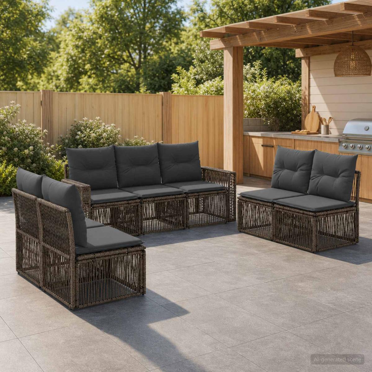 Conjunto de sofás de jardín 7 uds. Gris y Gris Oscuro
