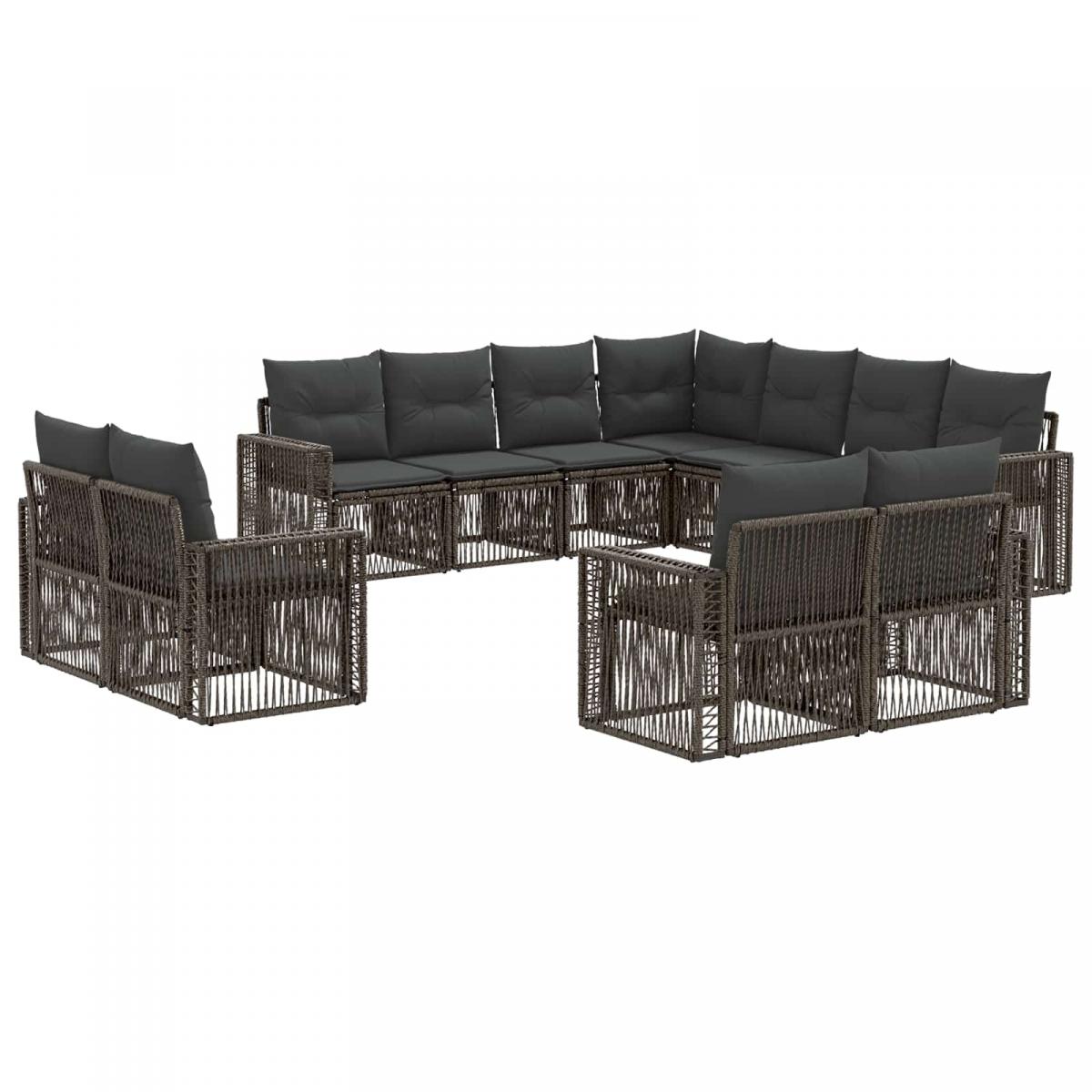 Conjunto de sofás de jardín 11 uds. Beige y Gris Claro