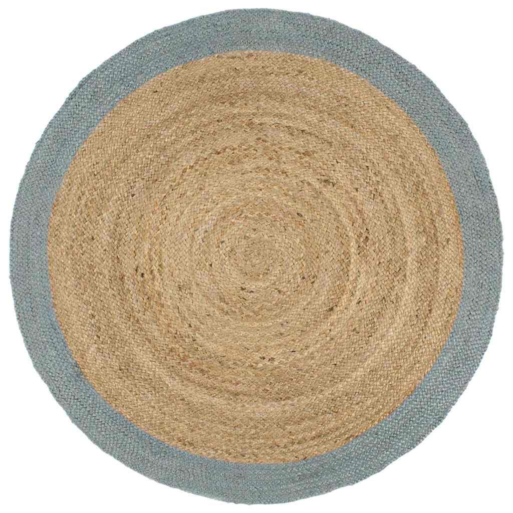 Alfombra hecha a mano de yute con borde verde oliva 240 cm