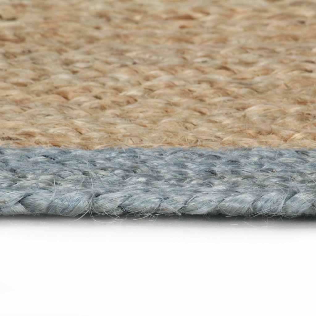 Alfombra hecha a mano de yute con borde verde oliva 240 cm
