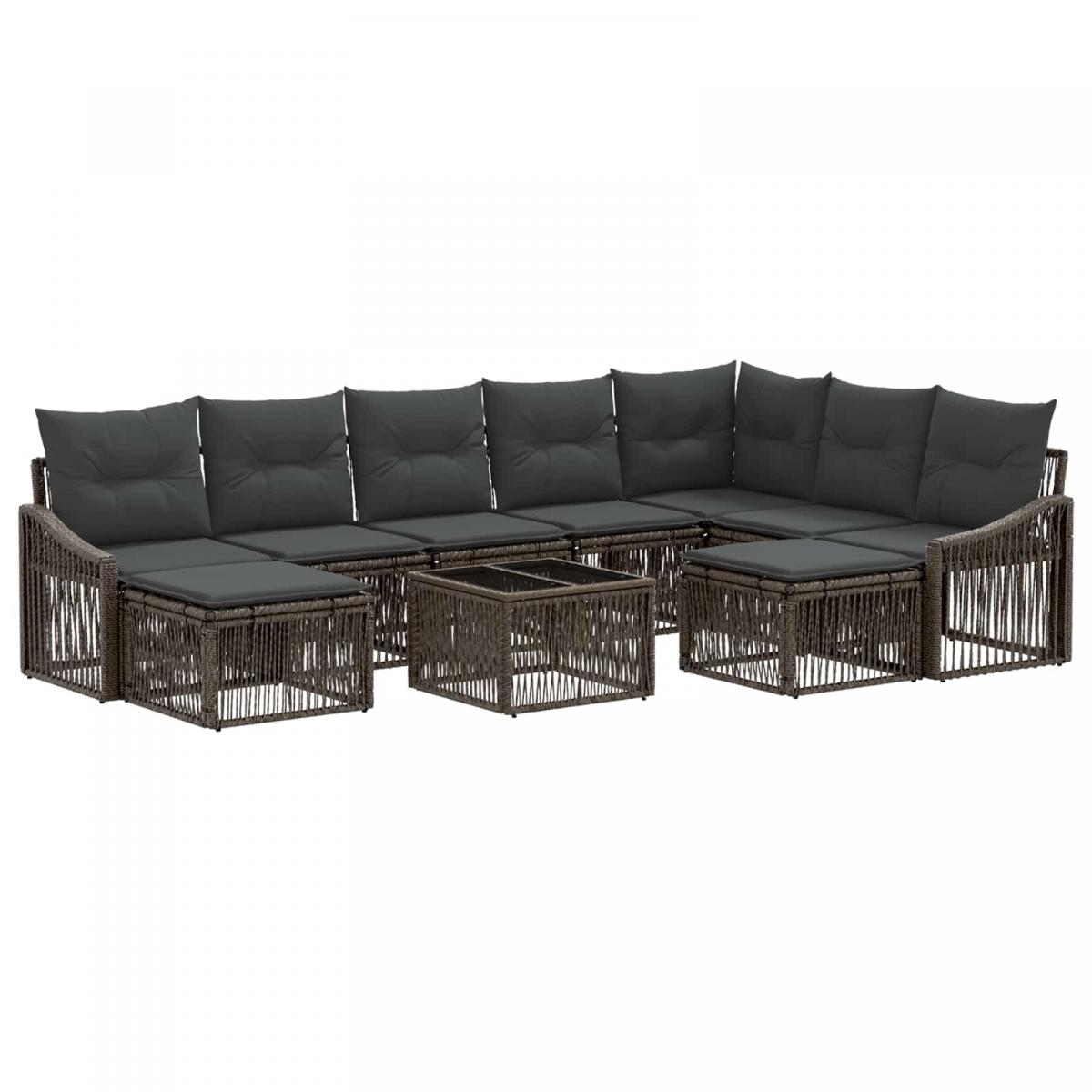 Conjunto de sofás de jardín 10 uds. 9 plaza