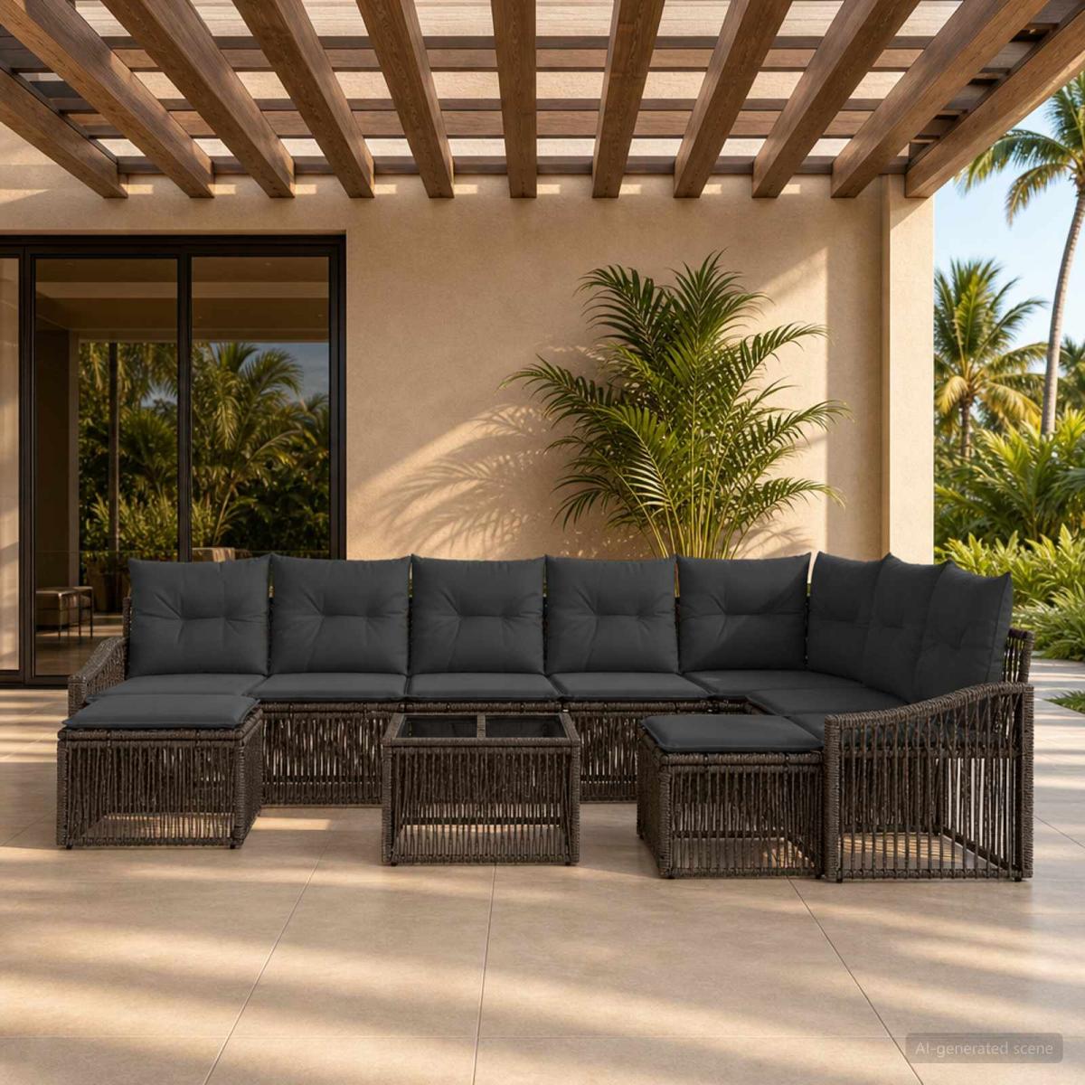 Conjunto de sofás de jardín 10 uds. 9 plaza