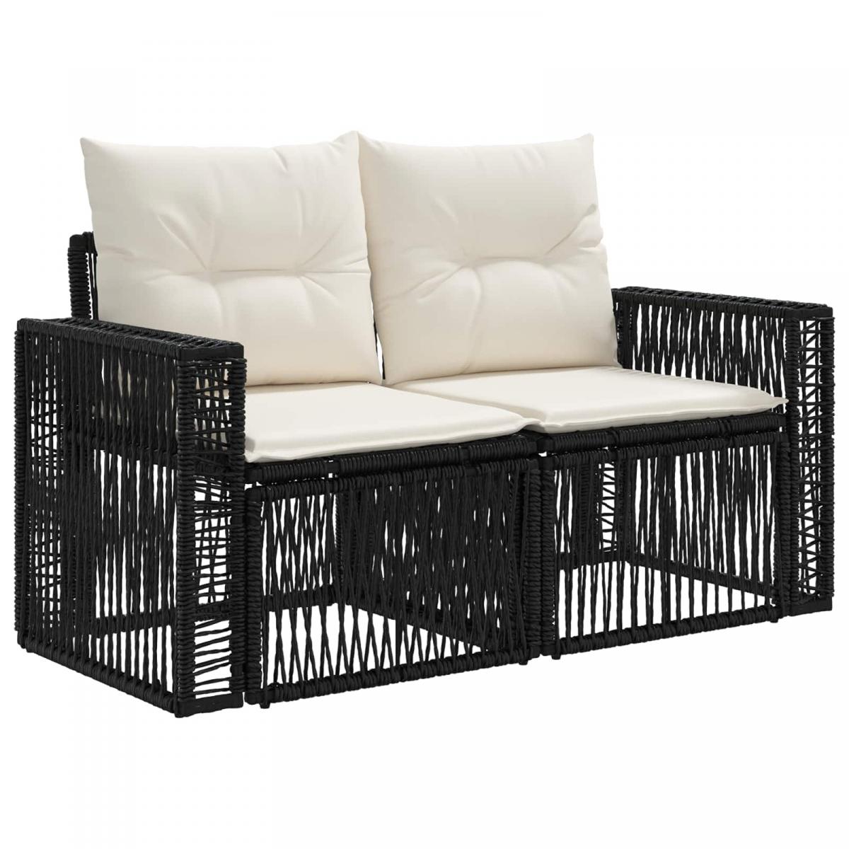 Conjunto de sofás de jardín 7 uds. 6 plaza Negro y Blanco Crema