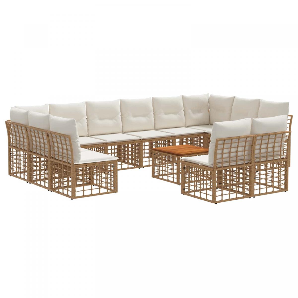 Conjunto de sofás de exterior 13 uds. 12 plaza Natural y Crema