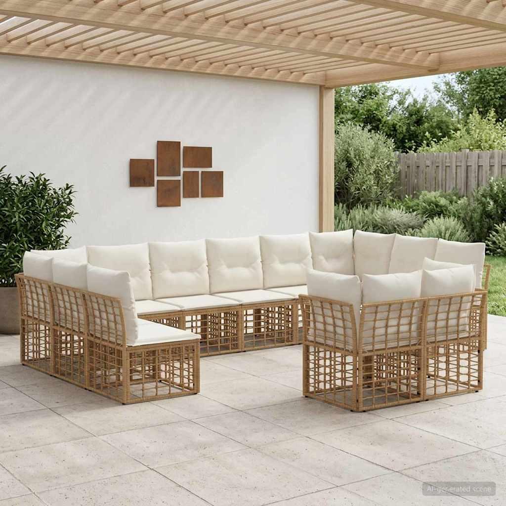 Conjunto de sofás de exterior 12 plaza Natural y Crema