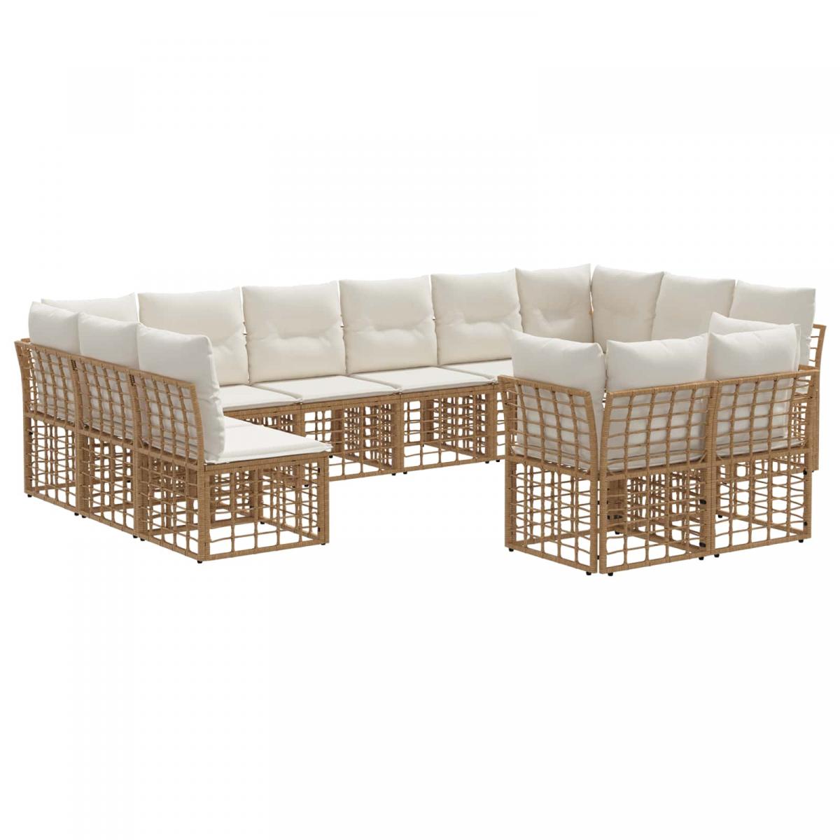 Conjunto de sofás de exterior 12 plaza Natural y Crema