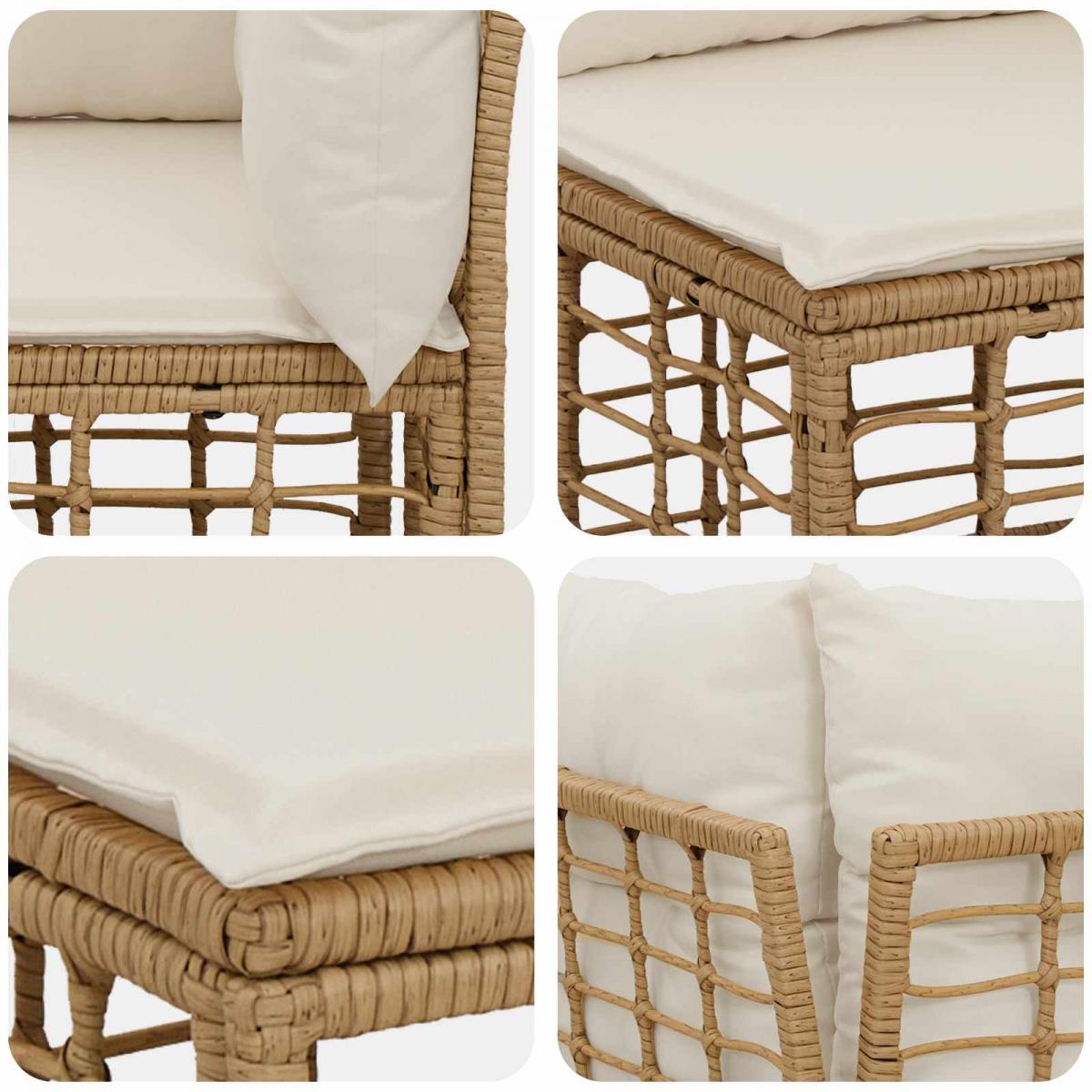 Conjunto de sofás de exterior 12 plaza Natural y Crema