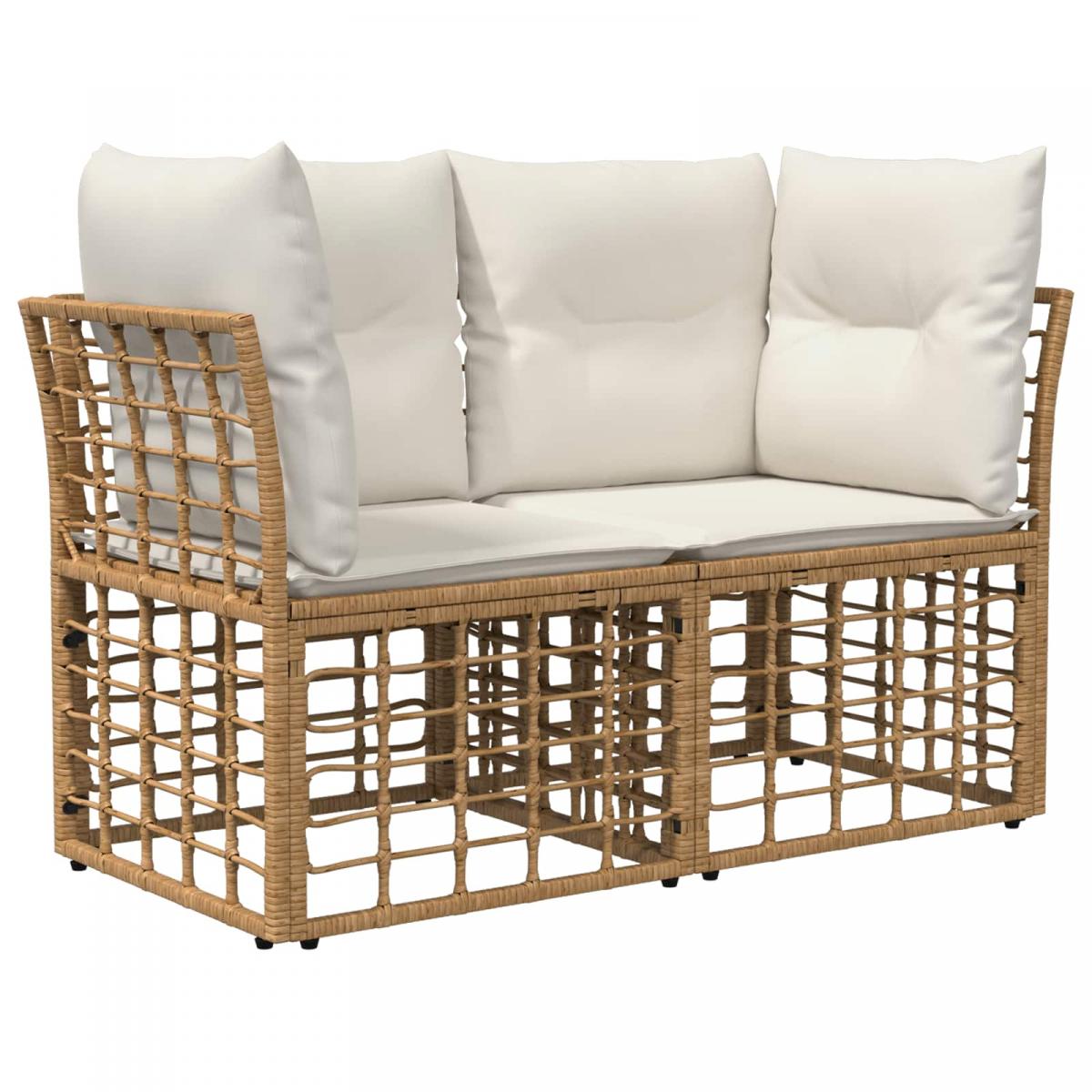 Conjunto de sofás de exterior 12 uds. Natural y Crema Poliéster