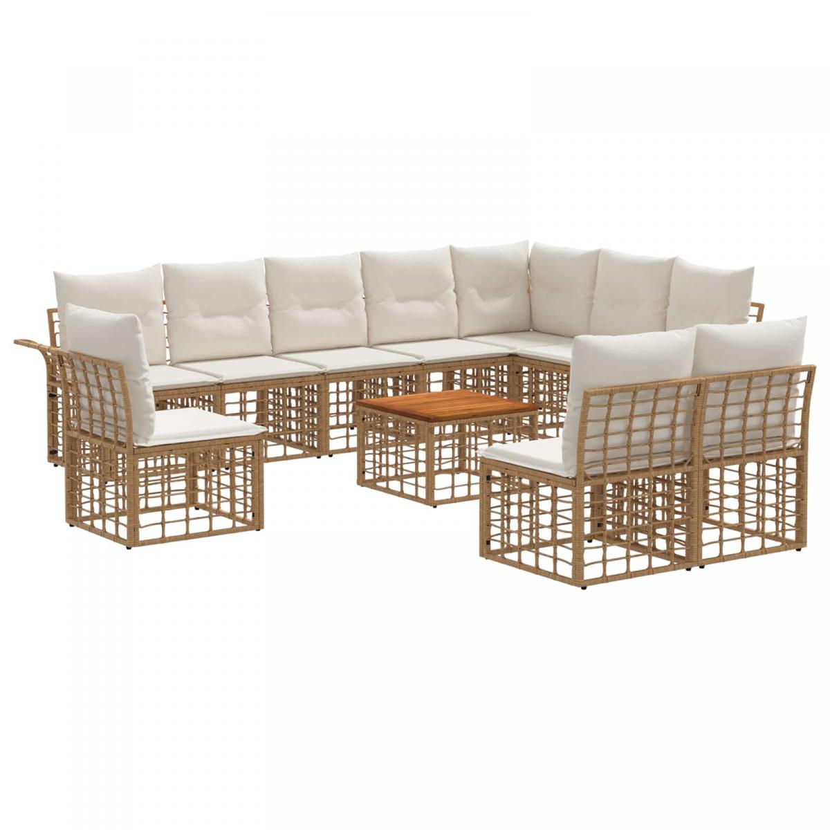 Conjunto de sofás de exterior 11 uds. 10 plaza Natural y Crema