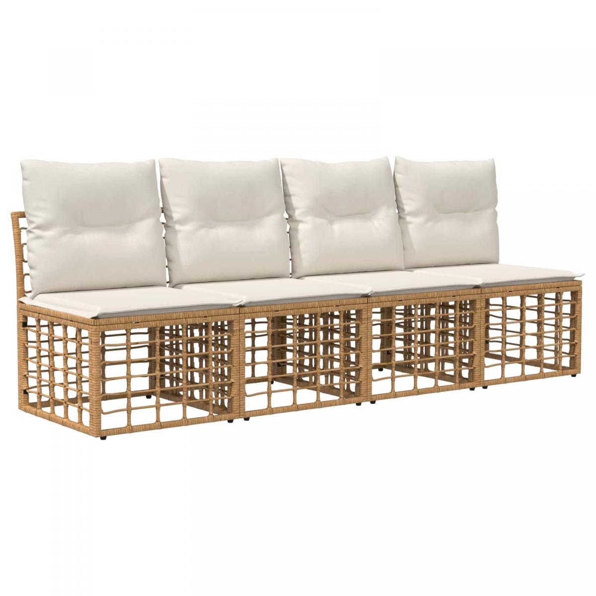 Conjunto de sofás de exterior 11 uds. 10 plaza Natural y Crema