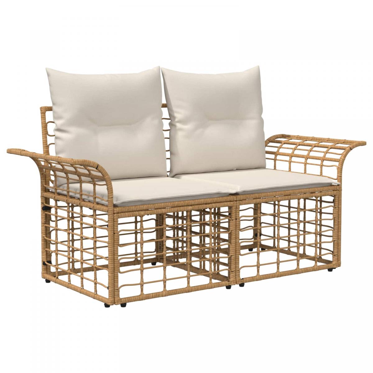 Conjunto de sofás de exterior 13 uds. Natural y Crema Poliéster