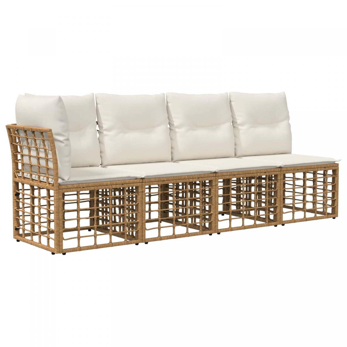 Conjunto de sofás de exterior 11 uds. Natural y Crema Poliéster