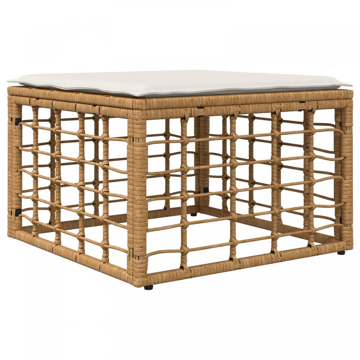 Conjunto de sofás de exterior 11 uds. Natural y Crema Poliéster