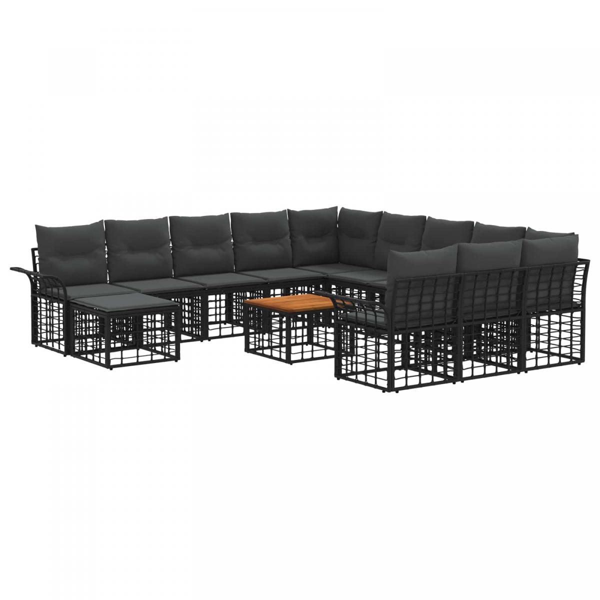 Conjunto de sofás de jardín 13 pcs Negro y Gris oscuro