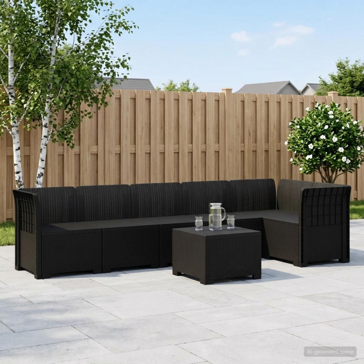 Sofá de Jardín para 6 Personas Estilo Rattan PP