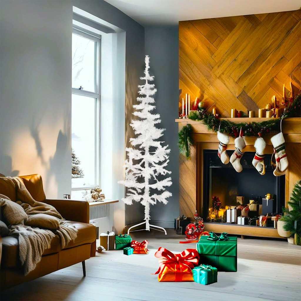 Medio árbol de Navidad artificial con soporte