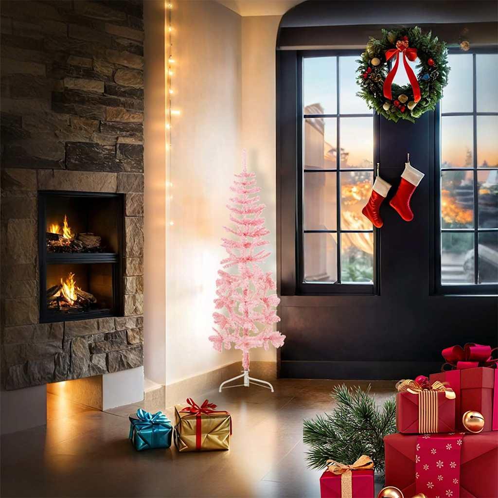 Medio árbol de Navidad artificial con soporte
